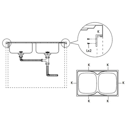 Kitchen Sink with Double Basins Silver 800x500x155 mm Stainless Steel