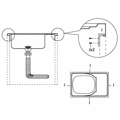 Kitchen Sink with Drainer Set Silver 1000x600x155 mm Stainless Steel