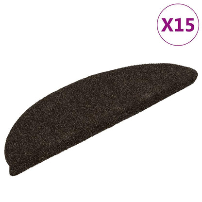 Stair Mats Self-adhesive 15 pcs 56x17x3 cm Dark Brown Half Round