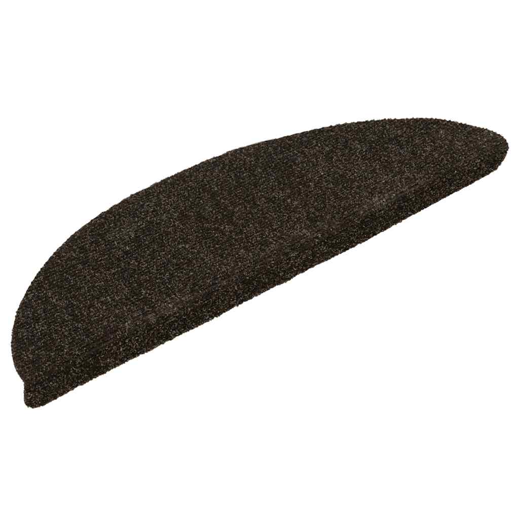 Stair Mats Self-adhesive 15 pcs 56x17x3 cm Dark Brown Half Round