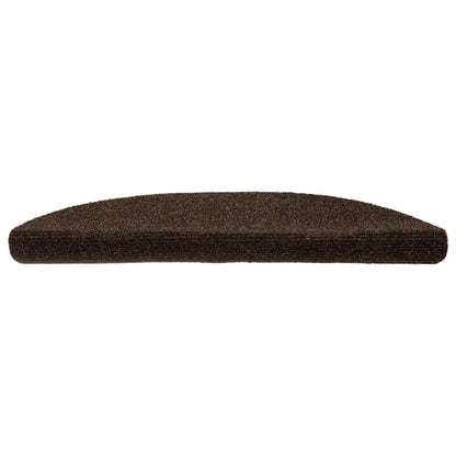 Stair Mats Self-adhesive 15 pcs 56x17x3 cm Brown Half Round