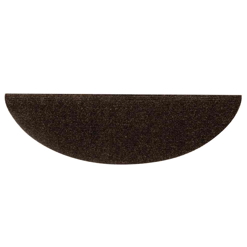 Stair Mats Self-adhesive 15 pcs 56x17x3 cm Brown Half Round
