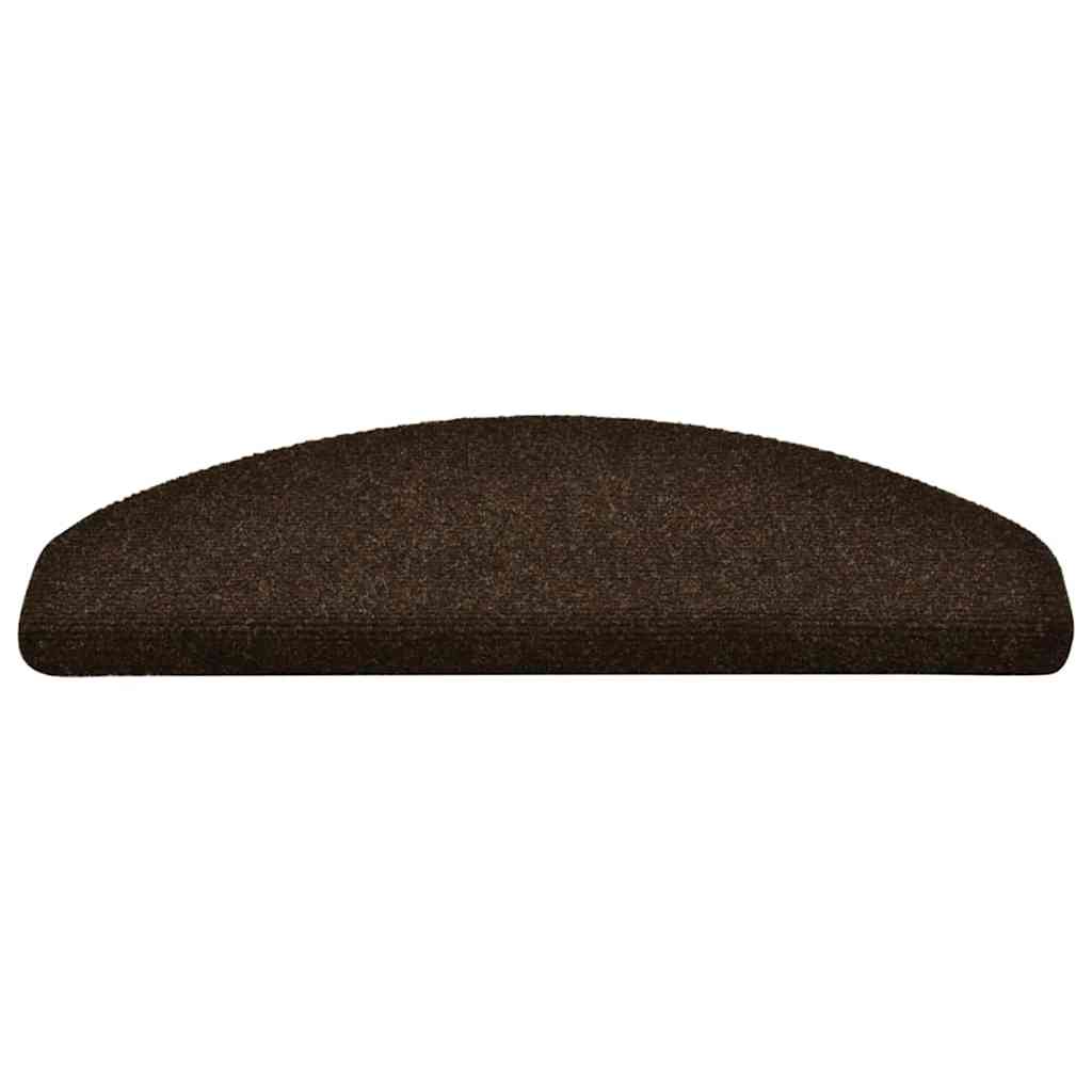 Stair Mats Self-adhesive 15 pcs 65x21x4 cm Brown Half Round Large
