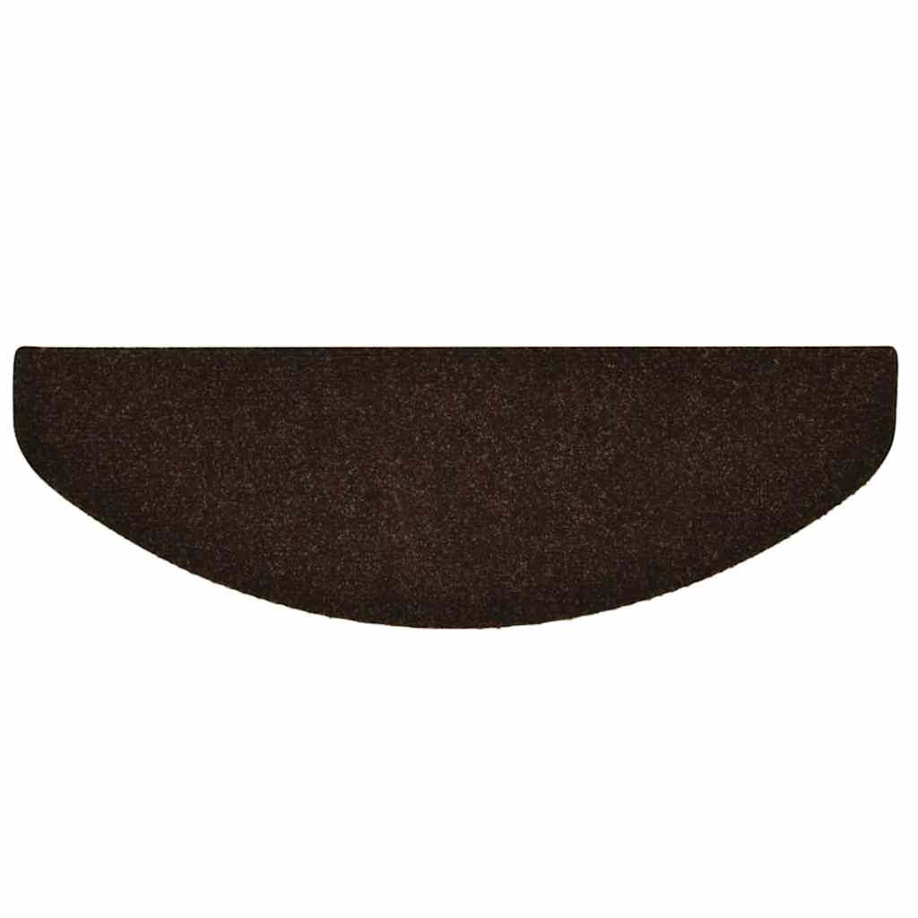 Stair Mats Self-adhesive 15 pcs 65x21x4 cm Brown Half Round Large