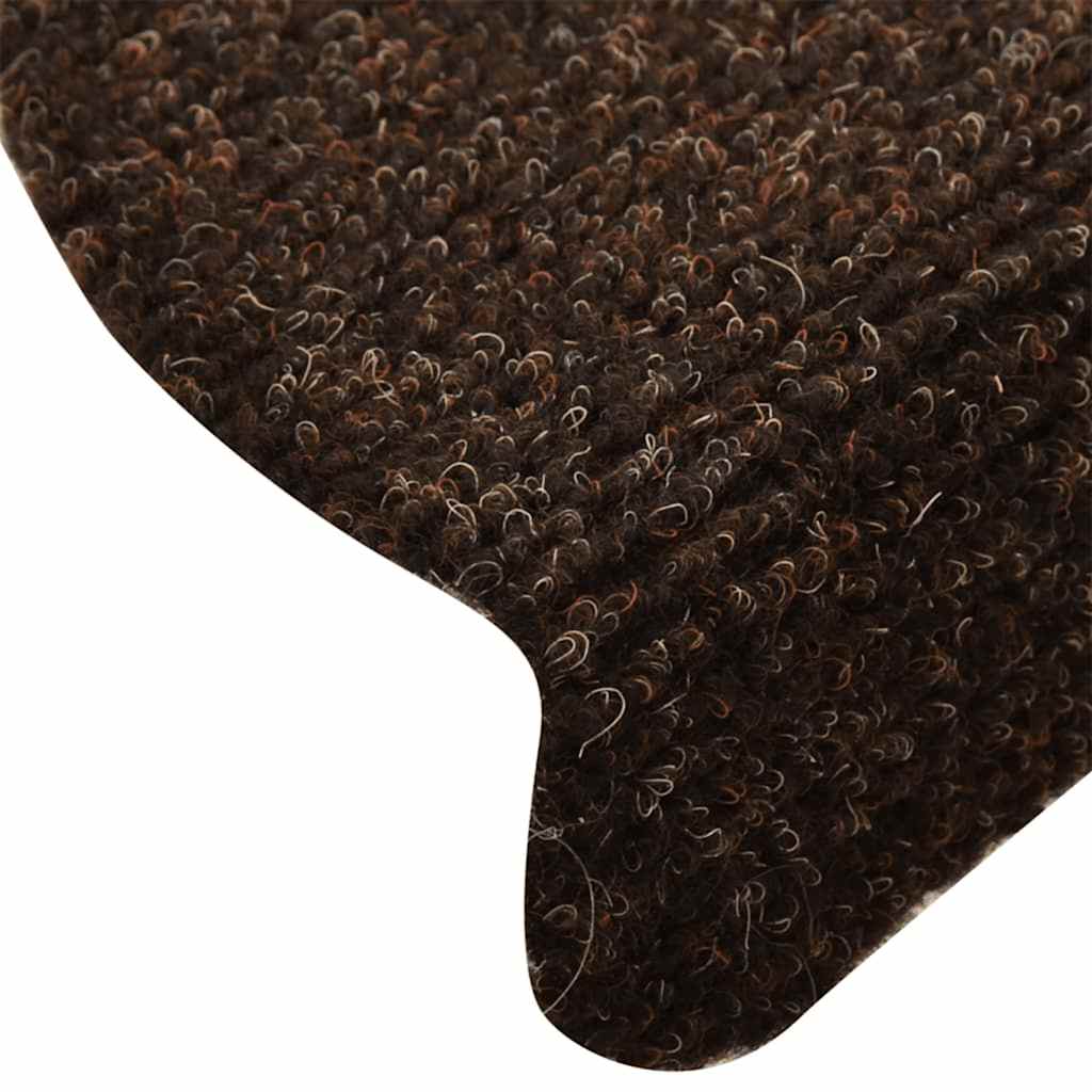 Stair Mats Self-adhesive 15 pcs 65x21x4 cm Brown Half Round Large