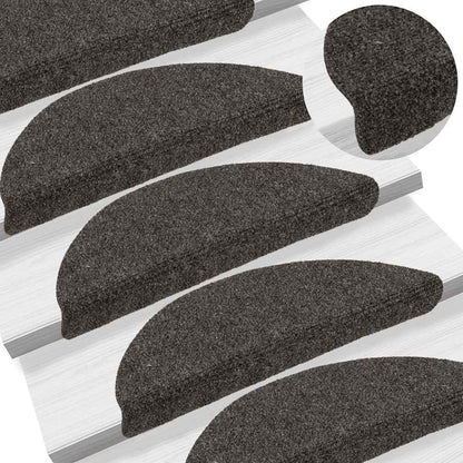 Stair Mats Self-adhesive 15 pcs 56x17x3 cm Anthracite Half Round