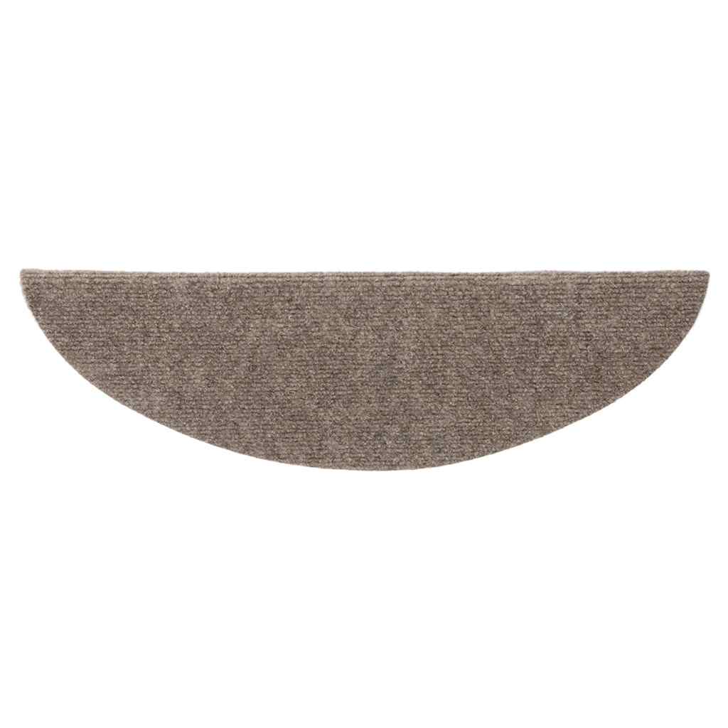 Stair Mats Self-adhesive 15 pcs 65x21x4 cm Beige Half Round Large