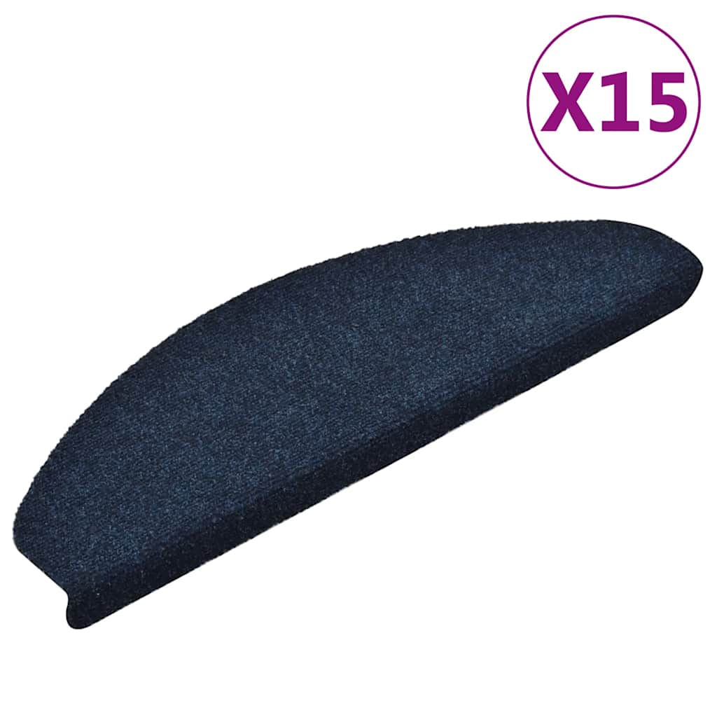 Stair Mats Self-adhesive 15 pcs 65x21x4 cm Navy Half Round Large