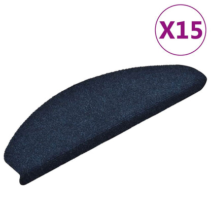 Stair Mats Self-adhesive 15 pcs 65x21x4 cm Navy Half Round Large