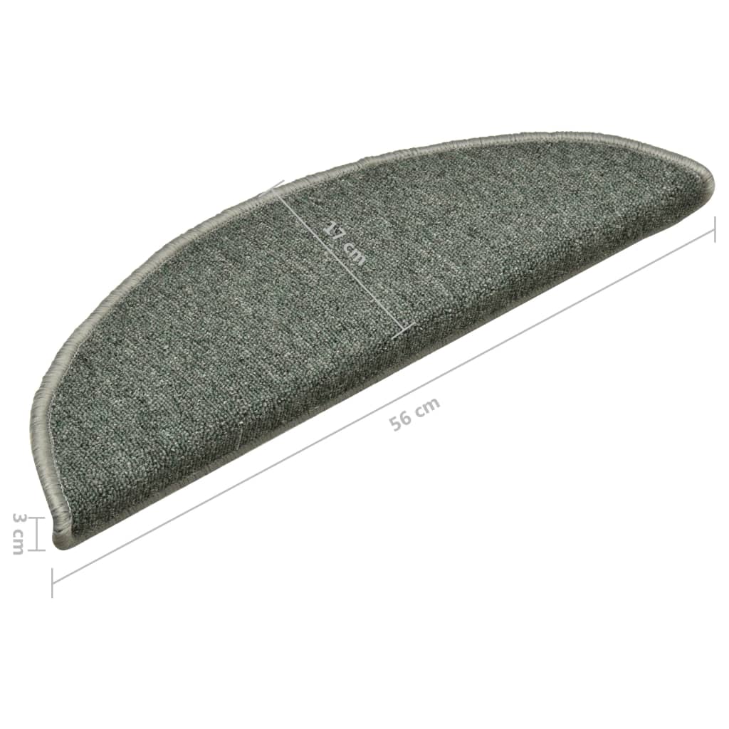Stair Mats 15 pcs 56x17x3 cm Dark Green Half Round