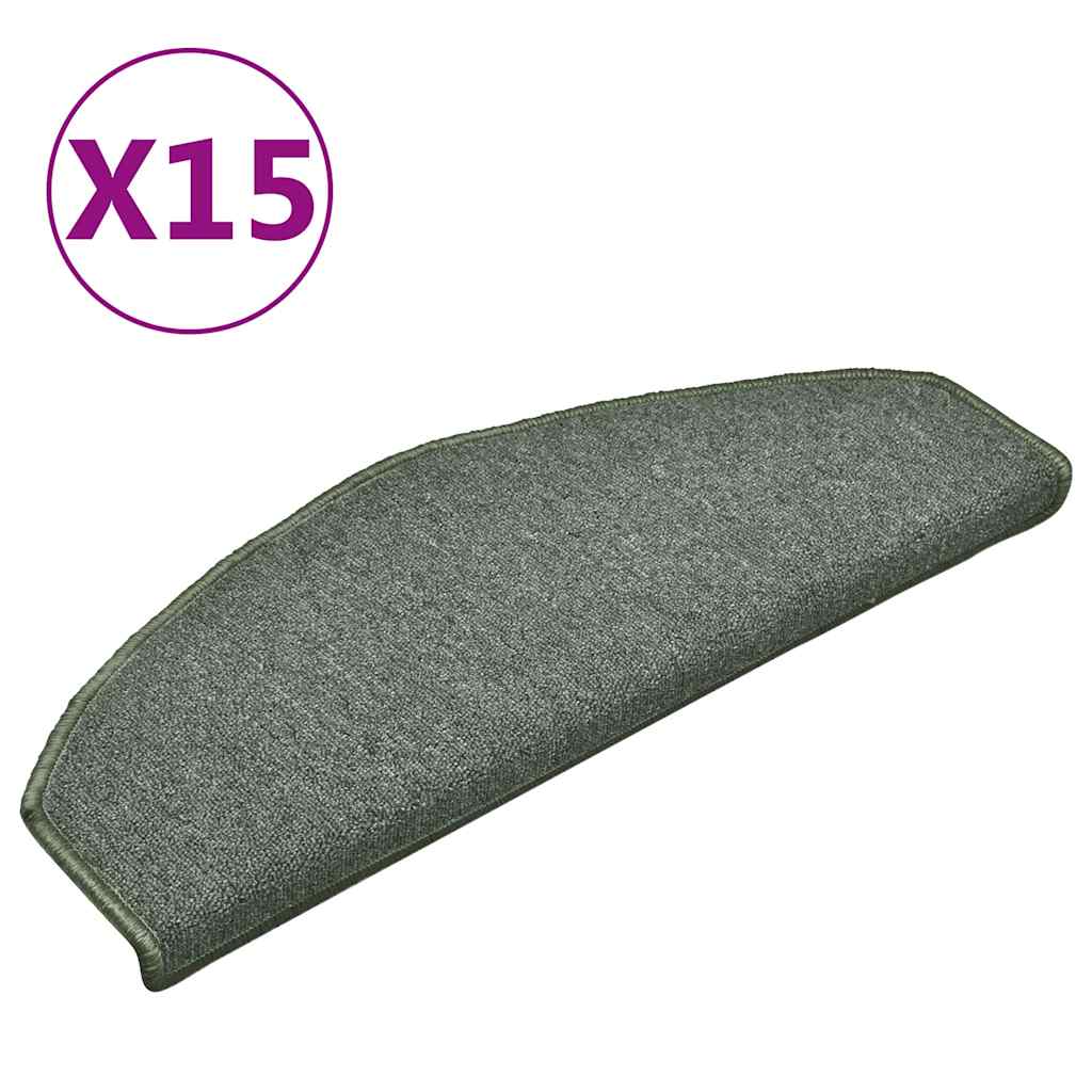 Stair Mats 15 pcs 65x24x4 cm Dark Green Half Round Large