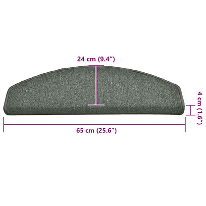 Stair Mats 15 pcs 65x24x4 cm Dark Green Half Round Large