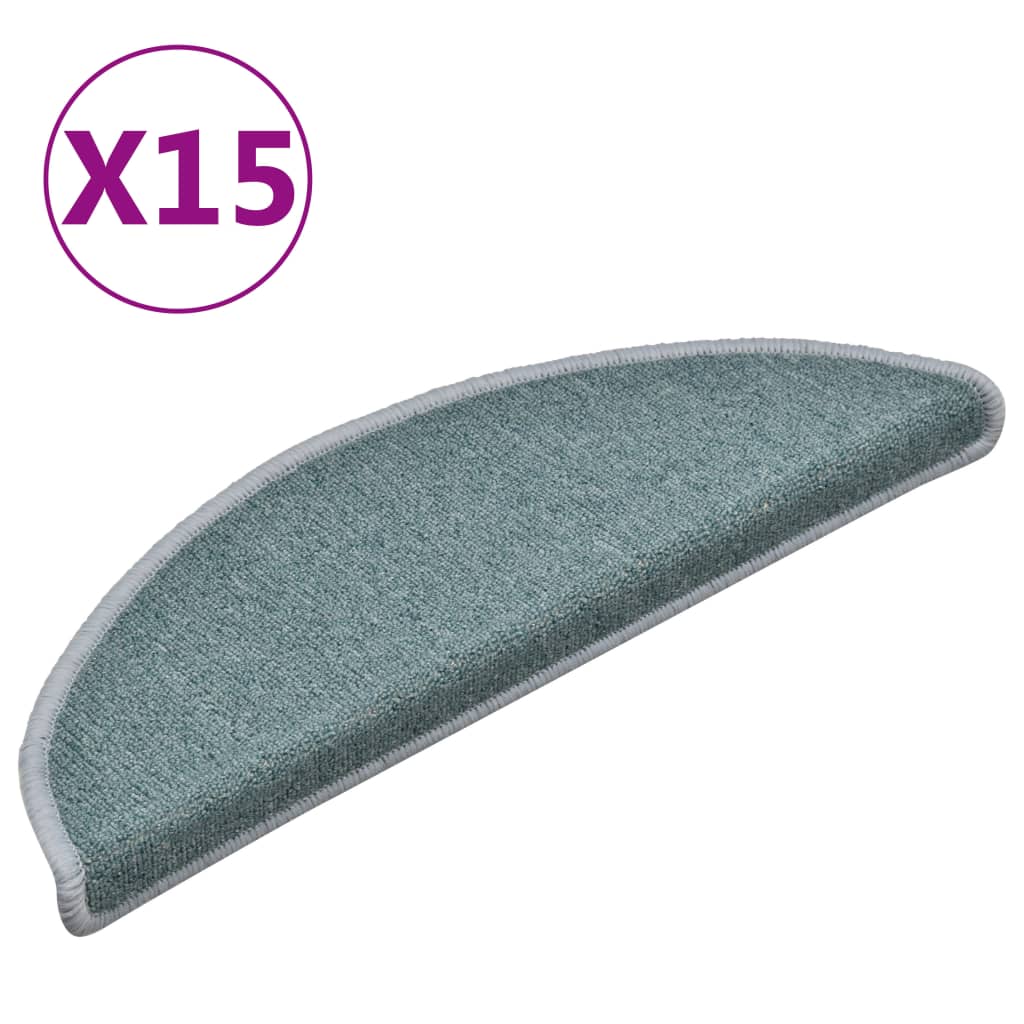 Stair Mats 15 pcs 56x17x3 cm Sea Blue Half Round