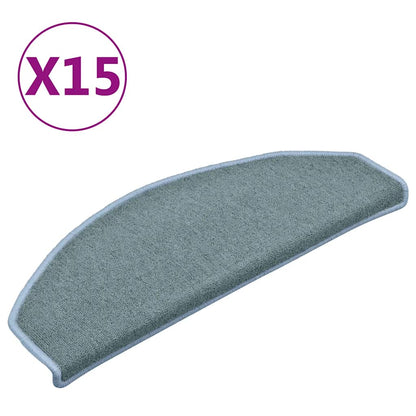 Stair Mats 15 pcs 65x24x4 cm Sea Blue Half Round Large
