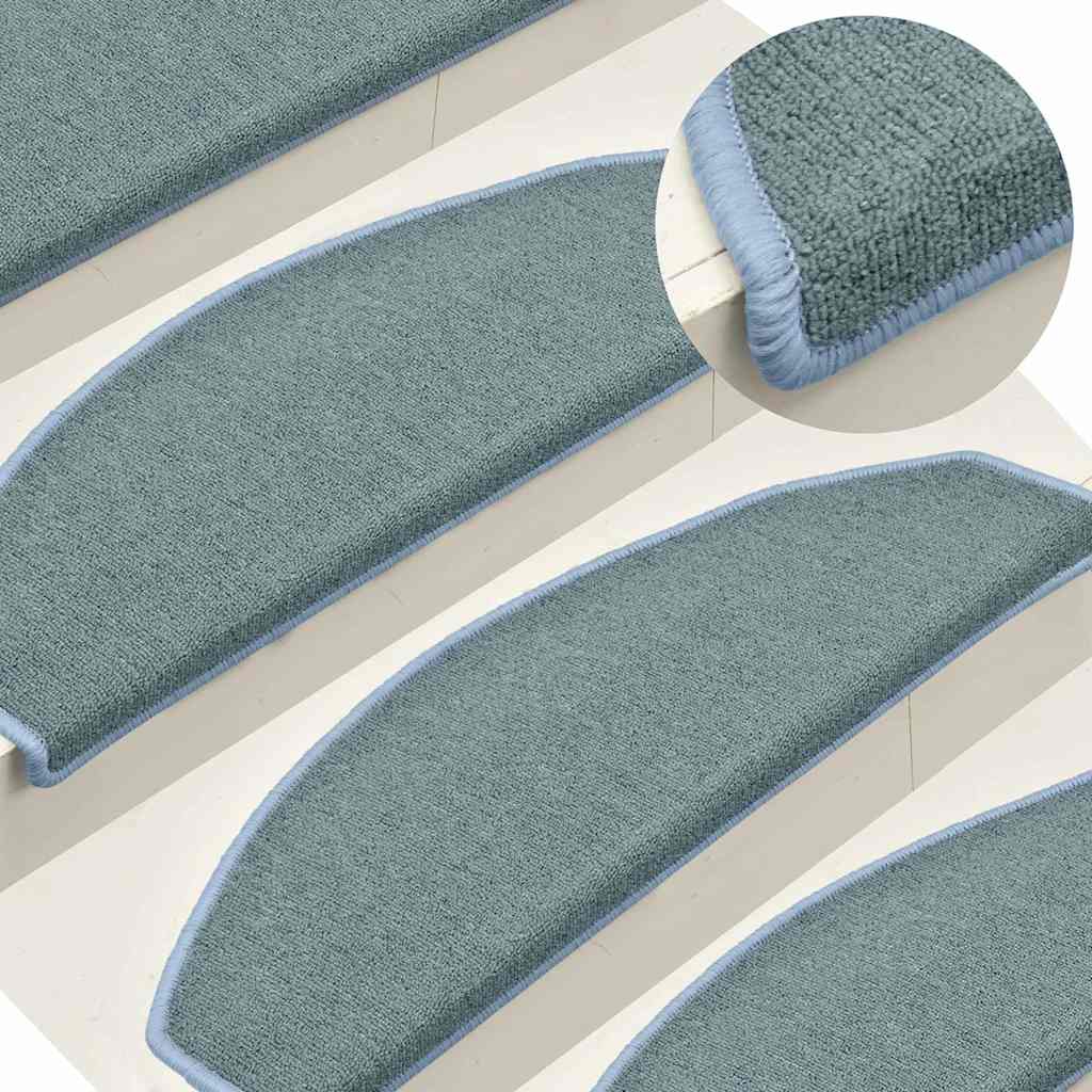 Stair Mats 15 pcs 65x24x4 cm Sea Blue Half Round Large