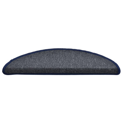 Stair Mats 15 pcs 56x17x3 cm Dark Grey and Blue Half Round