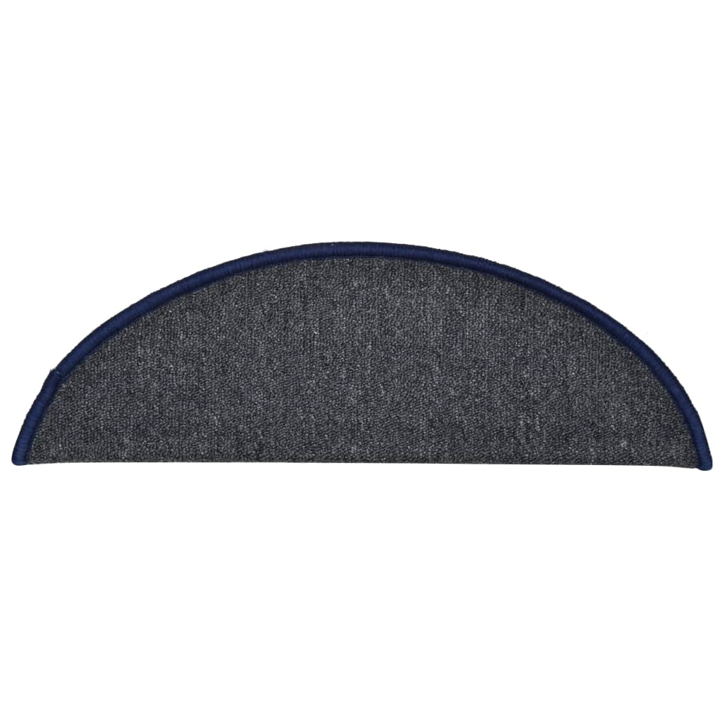 Stair Mats 15 pcs 56x17x3 cm Dark Grey and Blue Half Round