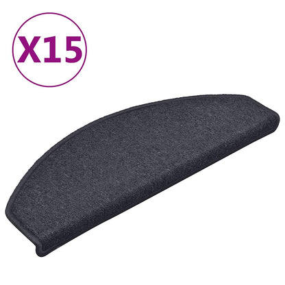 Stair Mats 15 pcs 65x24x4 cm Dark Grey and Blue Half Round Large