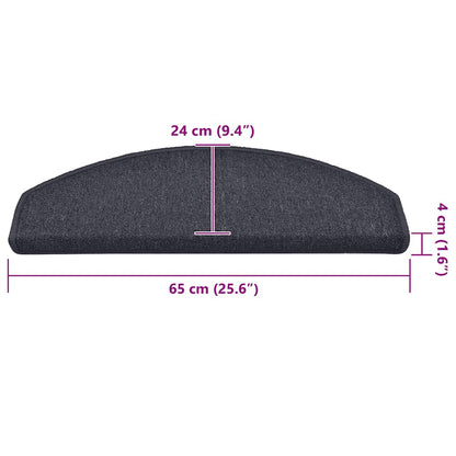 Stair Mats 15 pcs 65x24x4 cm Dark Grey and Blue Half Round Large