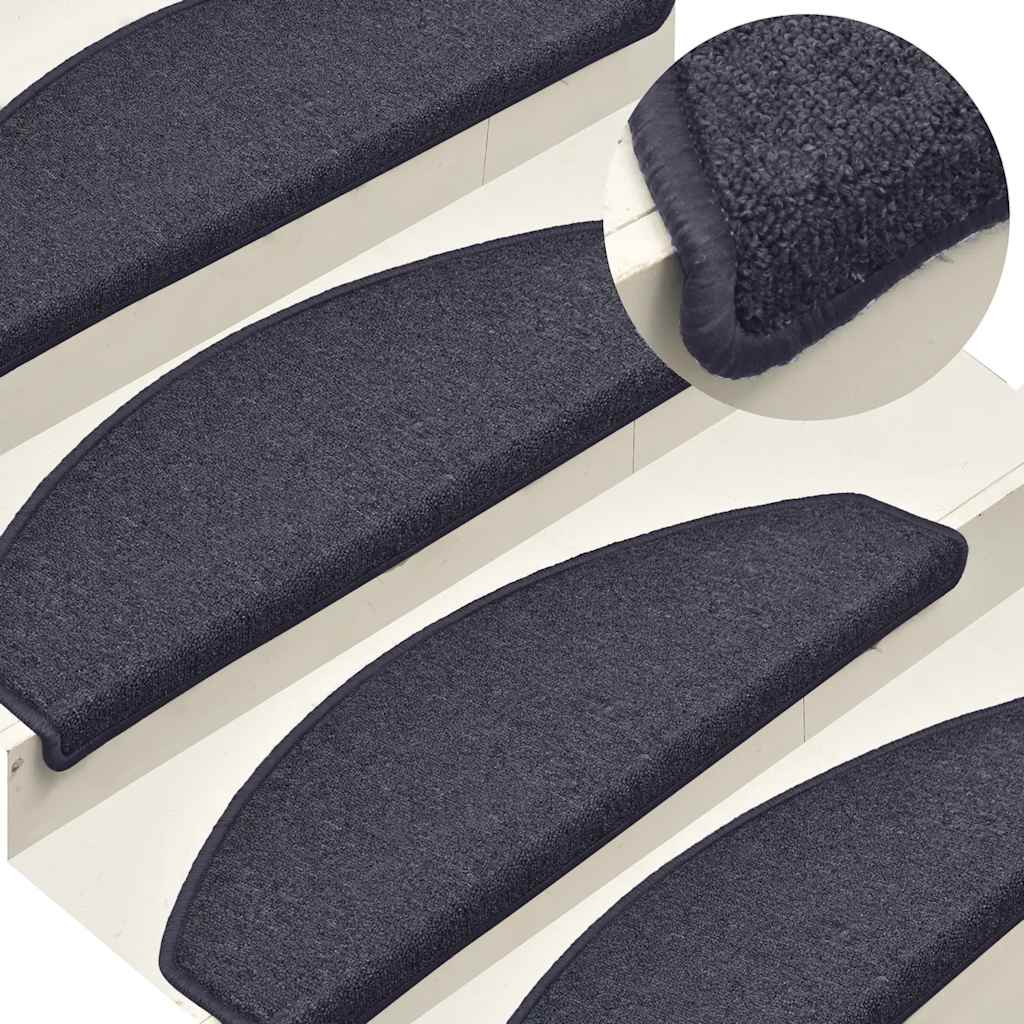 Stair Mats 15 pcs 65x24x4 cm Dark Grey and Blue Half Round Large