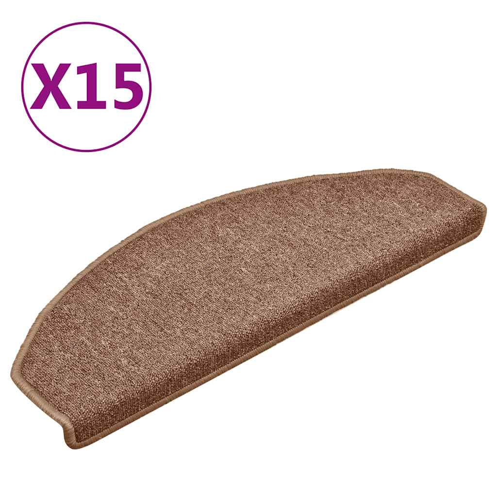 Stair Mats 15 pcs 65x24x4 cm Brown Half Round Large
