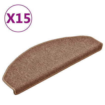 Stair Mats 15 pcs 65x24x4 cm Brown Half Round Large