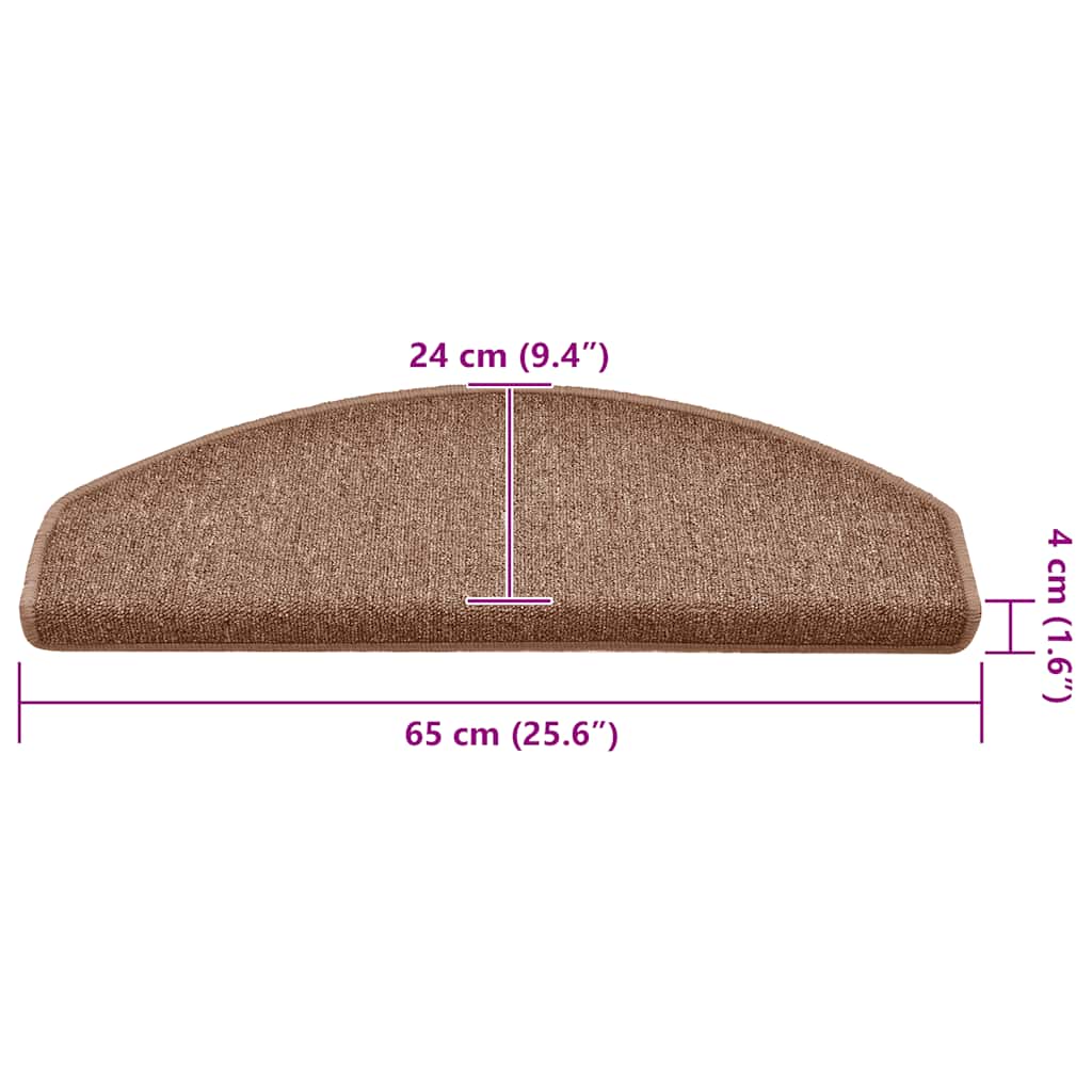 Stair Mats 15 pcs 65x24x4 cm Brown Half Round Large