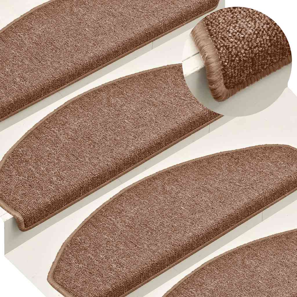 Stair Mats 15 pcs 65x24x4 cm Brown Half Round Large