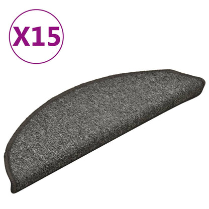 Stair Mats 15 pcs 56x17x3 cm Dark Grey Half Round