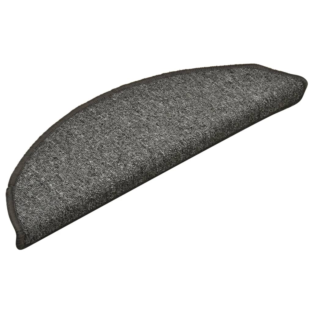 Stair Mats 15 pcs 56x17x3 cm Dark Grey Half Round