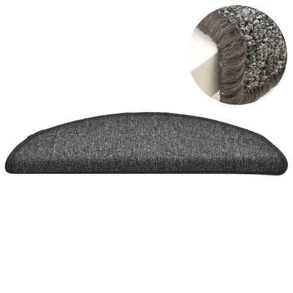 Stair Mats 15 pcs 56x17x3 cm Dark Grey Half Round