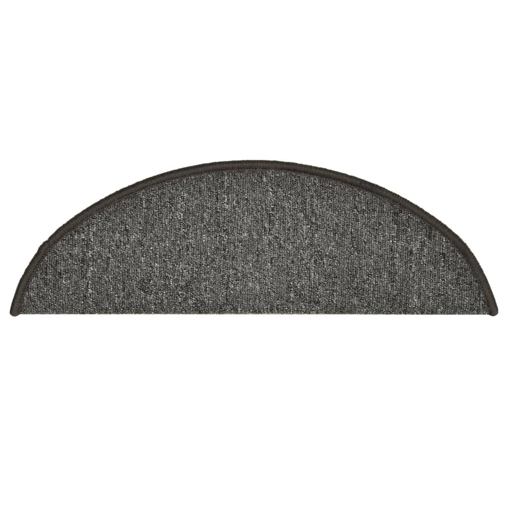 Stair Mats 15 pcs 56x17x3 cm Dark Grey Half Round