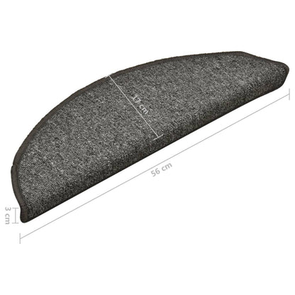 Stair Mats 15 pcs 56x17x3 cm Dark Grey Half Round