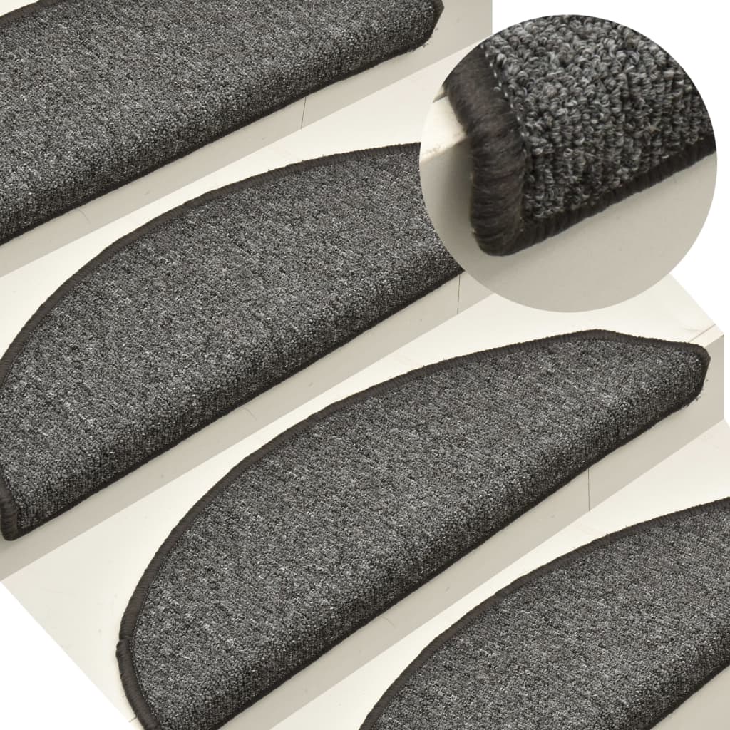 Stair Mats 15 pcs 56x17x3 cm Dark Grey Half Round