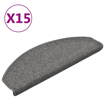 Stair Mats 15 pcs 65x24x4 cm Dark Grey Half Round Large