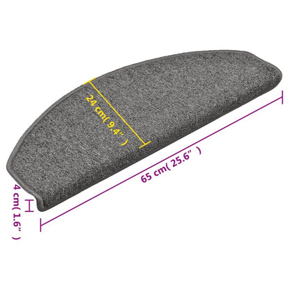 Stair Mats 15 pcs 65x24x4 cm Dark Grey Half Round Large