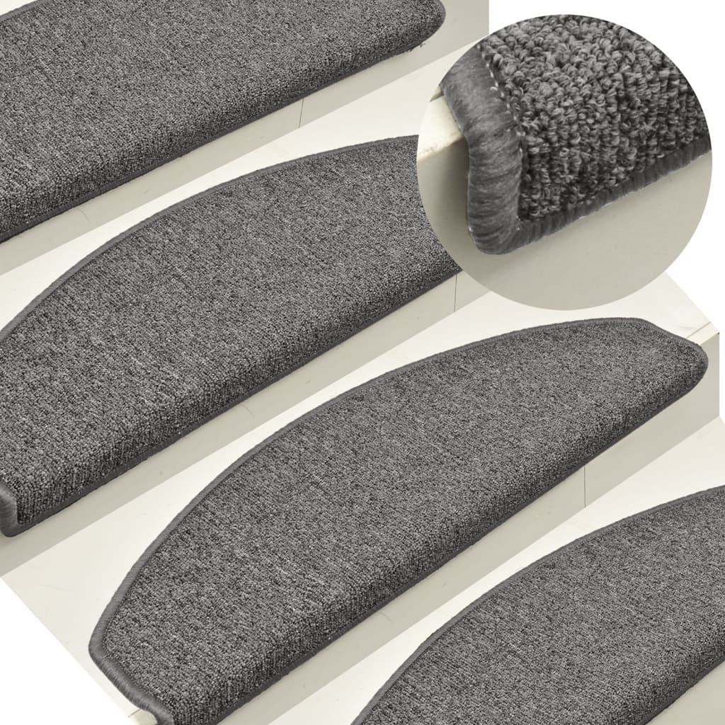 Stair Mats 15 pcs 65x24x4 cm Dark Grey Half Round Large