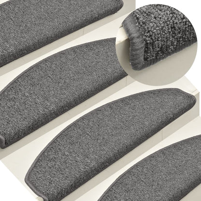 Stair Mats 15 pcs 65x24x4 cm Dark Grey Half Round Large
