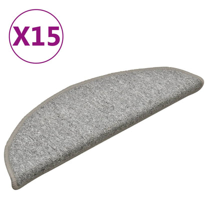 Stair Mats 15 pcs 56x17x3 cm Light Grey Half Round