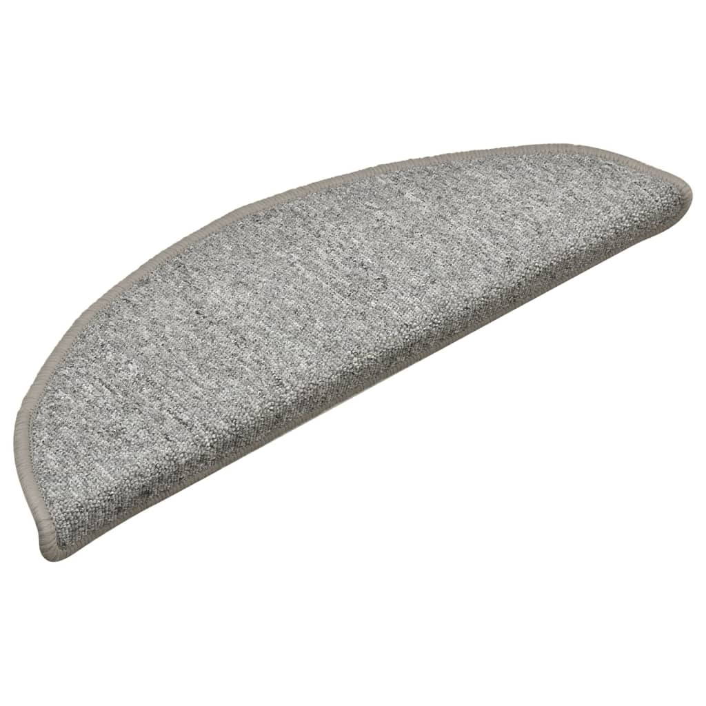 Stair Mats 15 pcs 56x17x3 cm Light Grey Half Round
