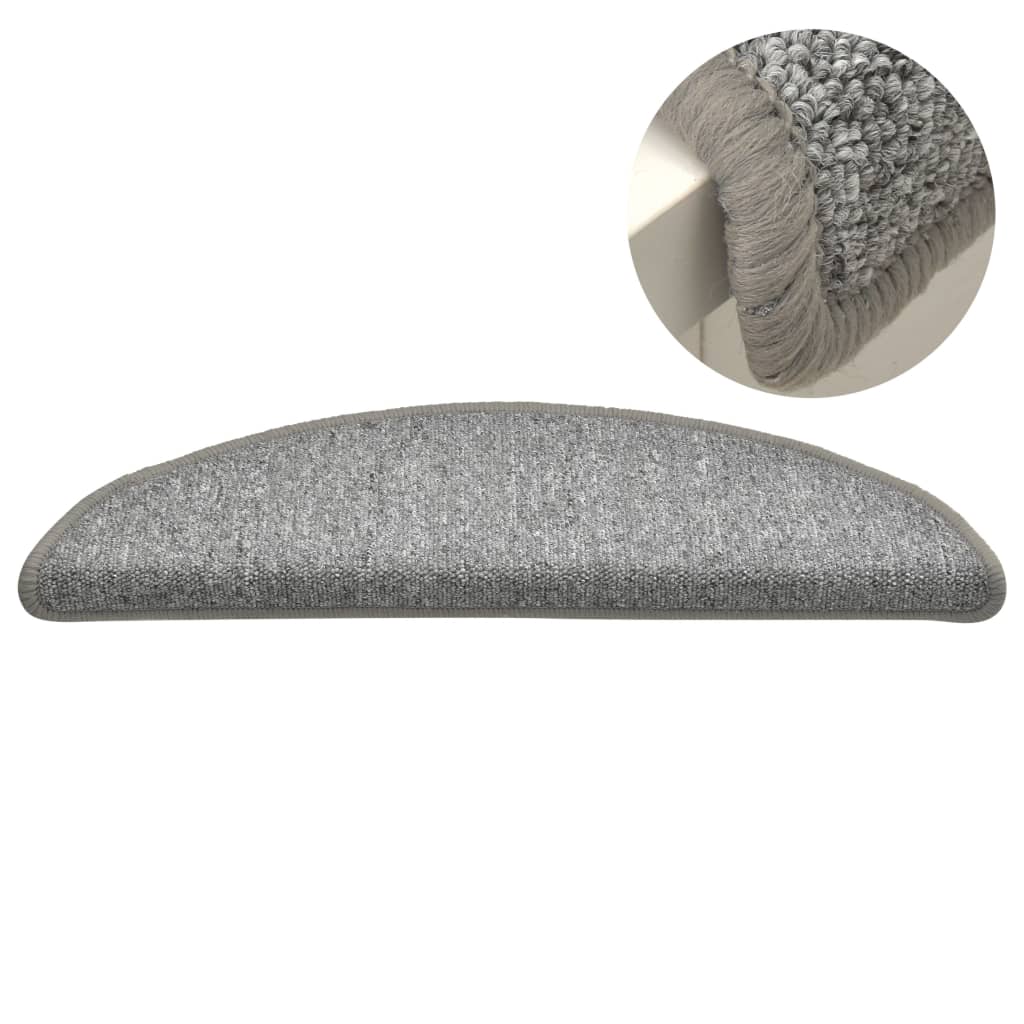 Stair Mats 15 pcs 56x17x3 cm Light Grey Half Round