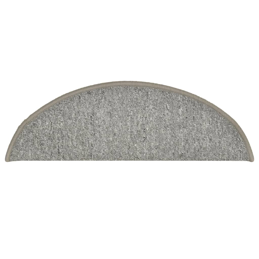 Stair Mats 15 pcs 56x17x3 cm Light Grey Half Round