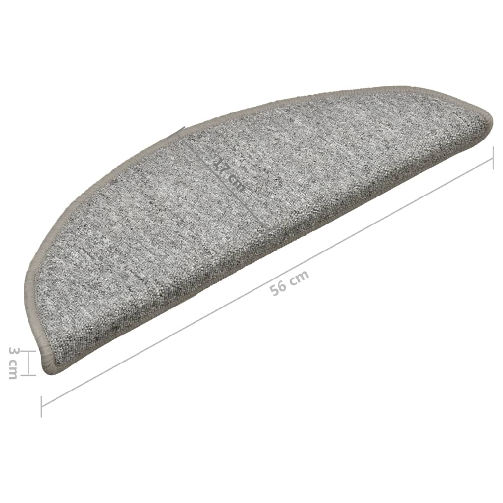 Stair Mats 15 pcs 56x17x3 cm Light Grey Half Round