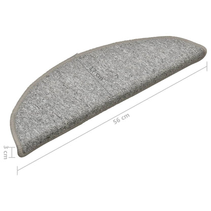 Stair Mats 15 pcs 56x17x3 cm Light Grey Half Round