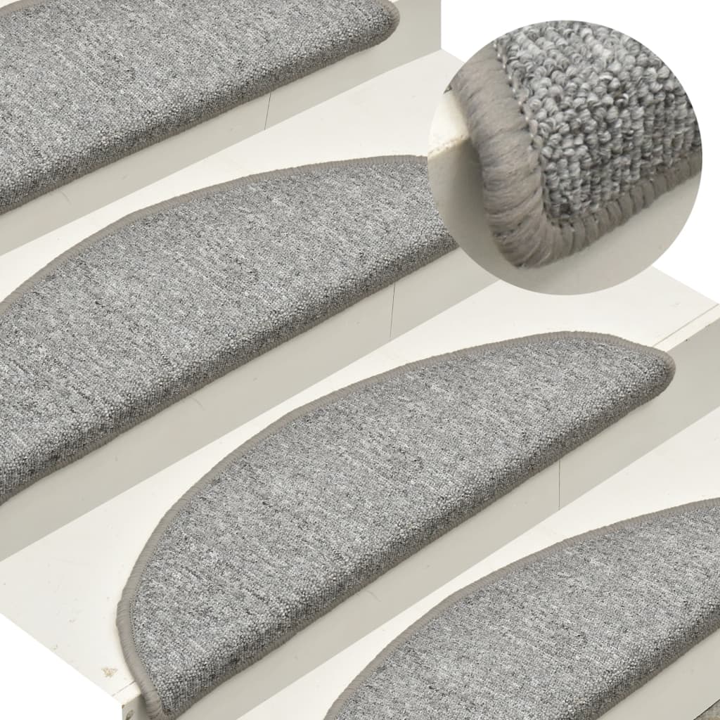 Stair Mats 15 pcs 56x17x3 cm Light Grey Half Round
