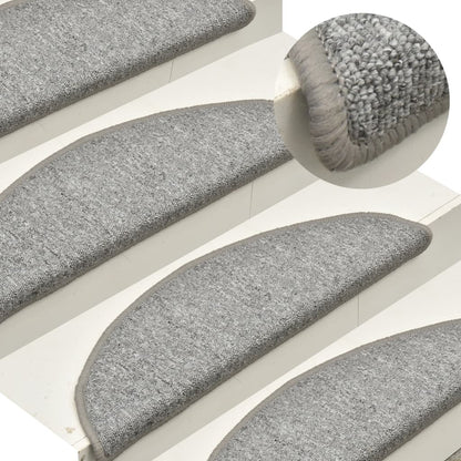 Stair Mats 15 pcs 56x17x3 cm Light Grey Half Round