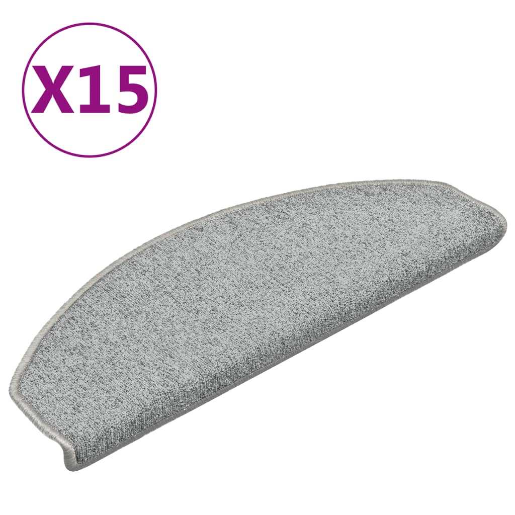 Stair Mats 15 pcs 65x24x4 cm Light Grey Half Round Large