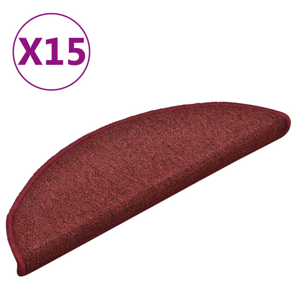 Stair Mats 15 pcs 56x17x3 cm Bordeaux Half Round