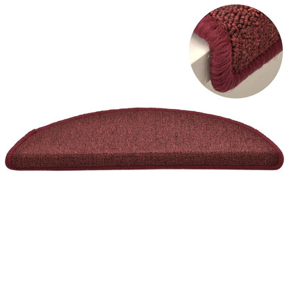 Stair Mats 15 pcs 56x17x3 cm Bordeaux Half Round