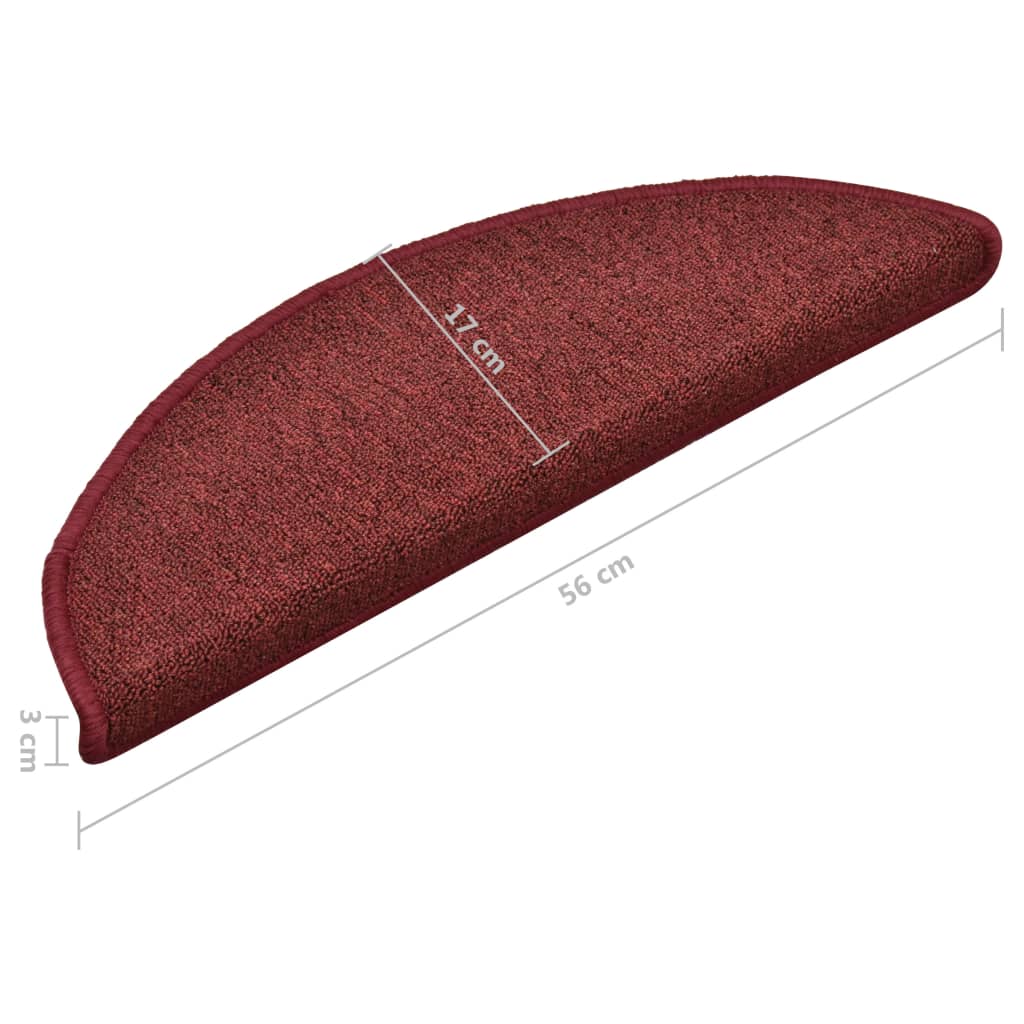 Stair Mats 15 pcs 56x17x3 cm Bordeaux Half Round